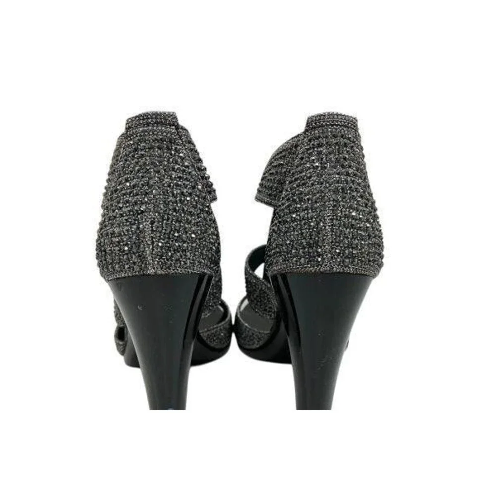 MICHAEL KORS WOMENS BLACK GLITTER BERKLEY T STRAP ZIP UP SANDALS NIB SIZE 9.5 M